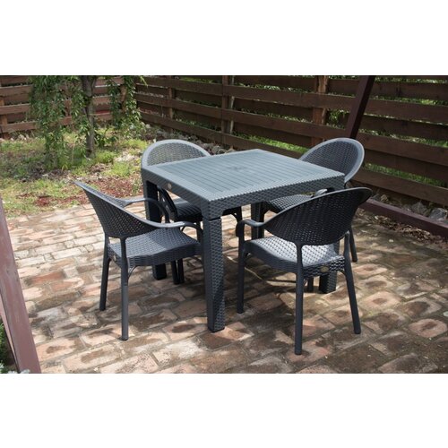  Bastenski set bambu 4 stolice i sto 90x90 antracit Cene