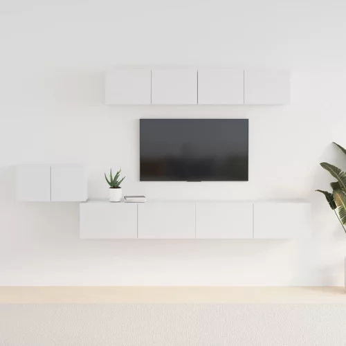 vidaXL Komplet TV omaric 5-delni visok sijaj bel inženirski les