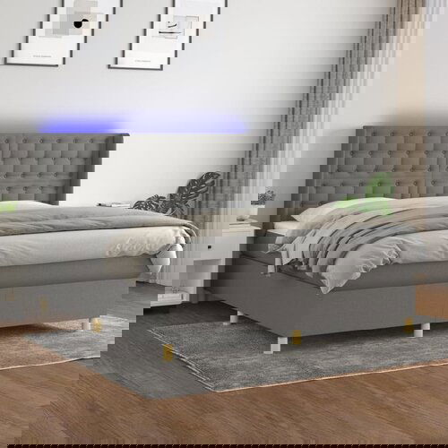 The Living Store Box spring postelja z vzmetnico LED temno siva 160x200 cm blago - Box Spring Postelja, (21449791) Slike