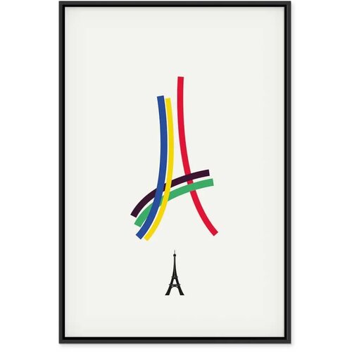  Slika - Eiffel Tower - Colorful Graphics - Abstraction 40x60 U crnom drvenom okviru Cene
