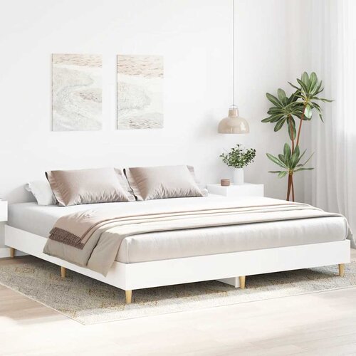  Okvir za krevet bijeli 200 x 200 cm od konstruiranog drva Slike