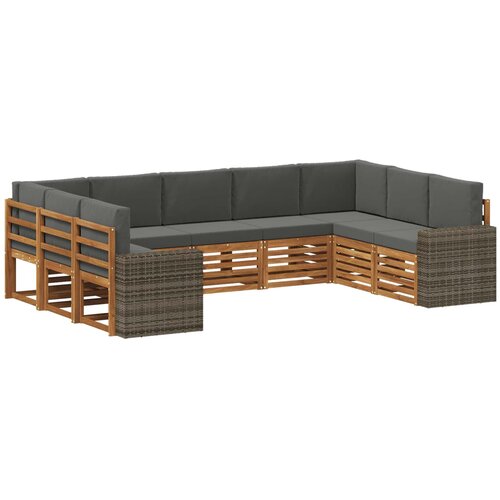 vidaXL Kotna sedežna garnitura 9 pcs Naravna in antracitna Poliester, (5000283792) Cene