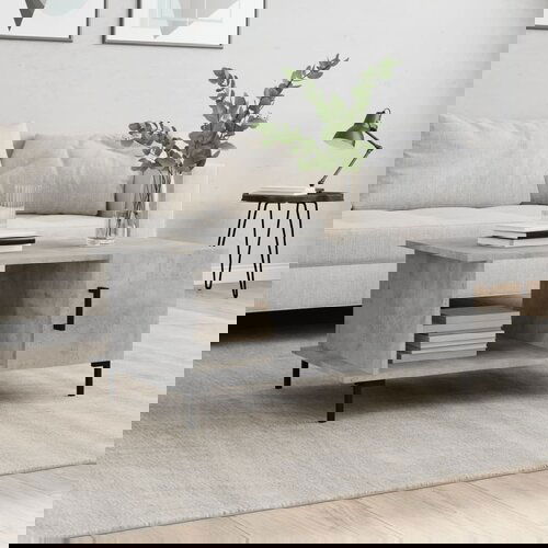 VidaXL Klubska mizica betonsko siva 90x50x40 cm konstruiran les Slike