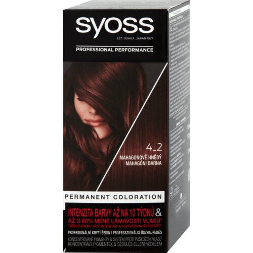 Syoss Permanent Coloration trajna barva za lase 50 ml odtenek 4-2 Mahogany Brown Cene
