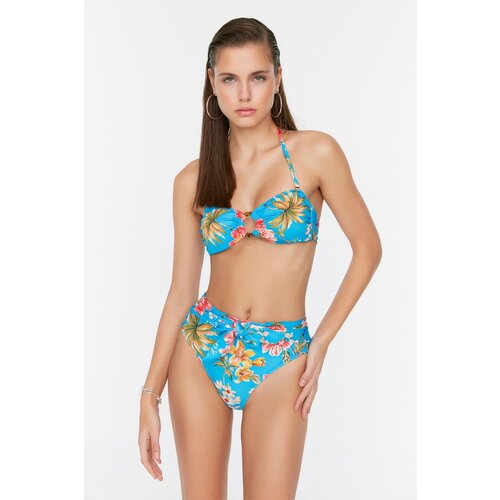Trendyol Blue Floral Patterned Tie Detailed Bikini Bottoms Cene