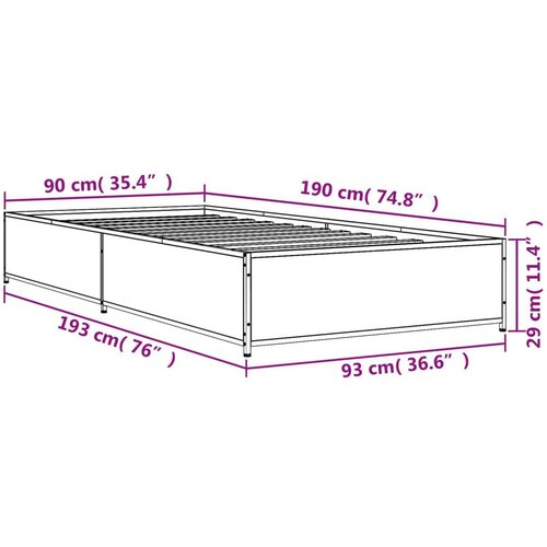 vidaXL Okvir za krevet smeđi hrast 90x190 cm konstruirano drvo i metal Cene