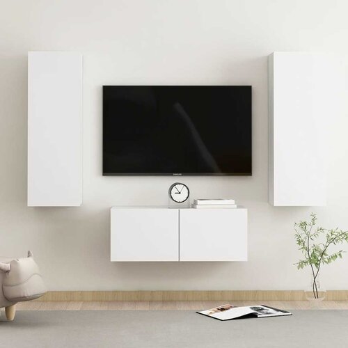  3-dijelni set TV ormarića bijeli od konstruiranog drva Cijene