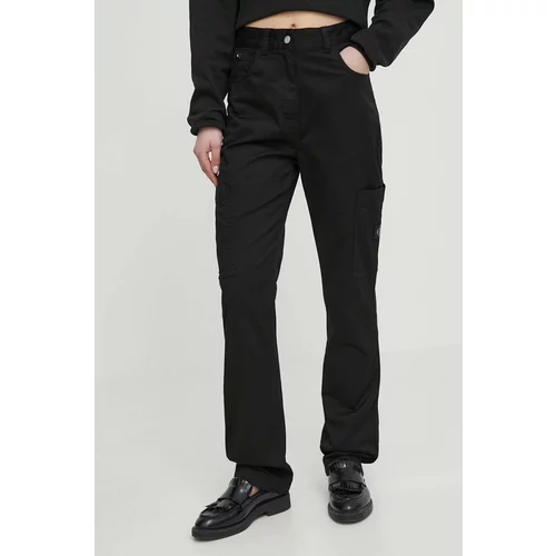 Calvin Klein Jeans Hlače ženski, črna barva
