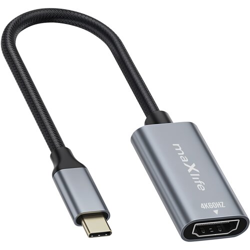 Maxlife Video adapter USB-C na HDMI z ločljivostjo 4K Kompaktna zasnova, Siva, (5000191843) Cene