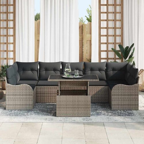  Sjedeća garnitura za vrt 8 kom. 7-Broj sjedala Siva Poli Ratan 289 x 122,5 x 85 cm Slike