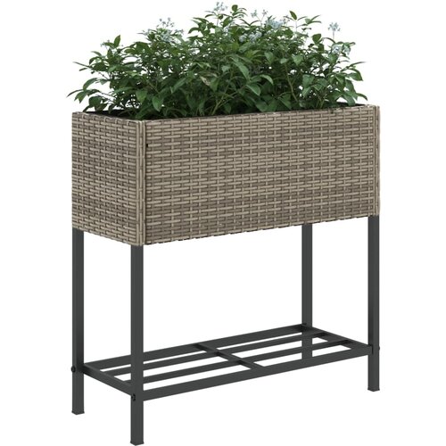  Vrtne sadilice s policom 2 kom sive 70 x 28 x 70 cm poliratan Slike