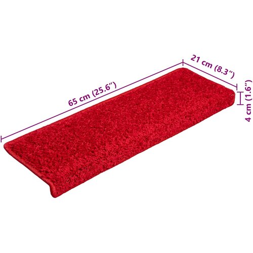  Prostirke za stepenice 20 kom 65x21x4 cm crvene pravokutne rubove Slike