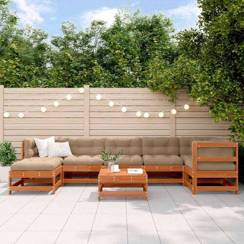 Set lounge namještaja za vrt 8 pcs Vosak smeđa i taupe - Vosak smeđa bor Cene