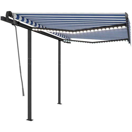 Maison Chic Ročno zložljiva tenda - Senčniki z LED lučkami 3x2,5 m modra in bela, (22042278) Cene