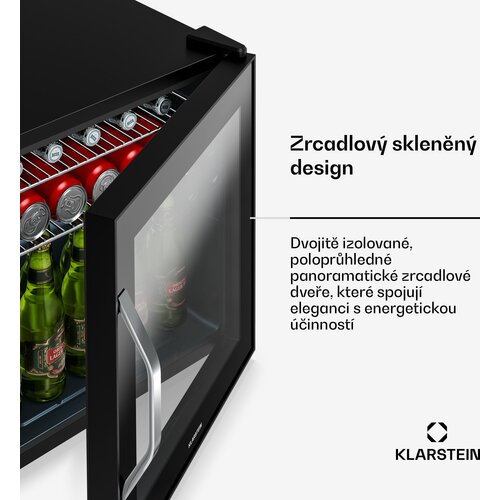 Klarstein beersafe hladilnik za pijačo z zrcalnimi steklenimi vrati | 44 x 48 cm | notranja led osvetlitev Slike