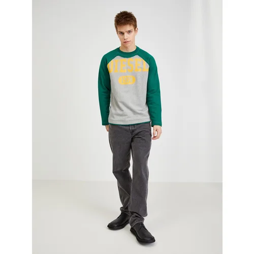 Diesel Green-Grey Mens Facial Sweatshirt - Mens