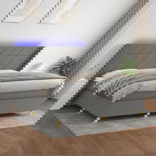 The Living Store Box spring postelja z vzmetnico LED temno siva 160x200 cm blago - Box Spring Postelja, (21521189) Slike