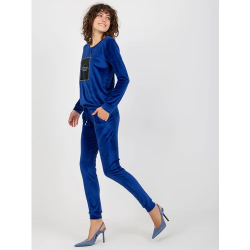 Fashion Hunters Women's cobalt velour set with print