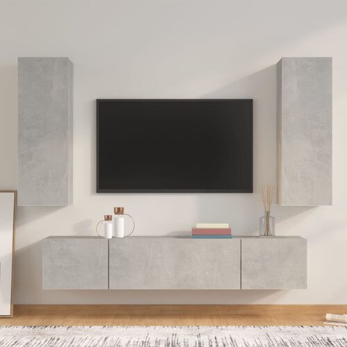 The Living Store Komplet TV omaric 4-delni betonsko siv inženirski les - Komplet TV Omaric, (21374577) Cene