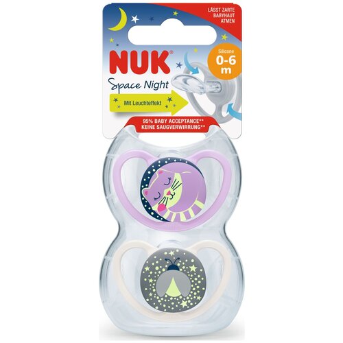 Nuk duda varalica - silikon Space Night vel.1 (0-6 mes), sort, 2 kosa Cijene