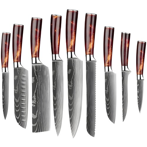 IZMAEL Set kuhinjskih noževa BL-18609 - 9 kom/Smeđa Cene