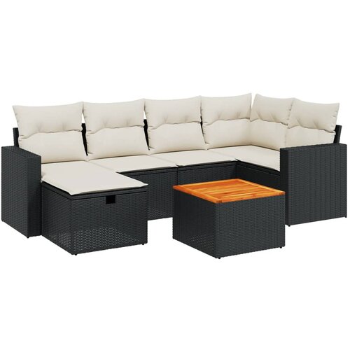  7-dijelni set vrtnih sofa od poliratana s jastucima crni Crna 65.5 x 62 x 69 cm Slike