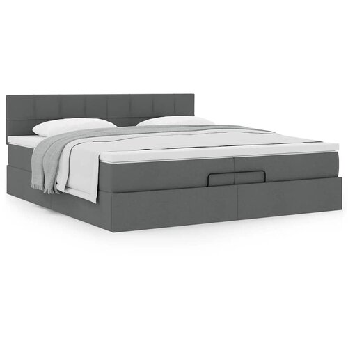 VidaXL Otomanski posteljni okvir z vzmetnico temno siv 200x200 cm Slike
