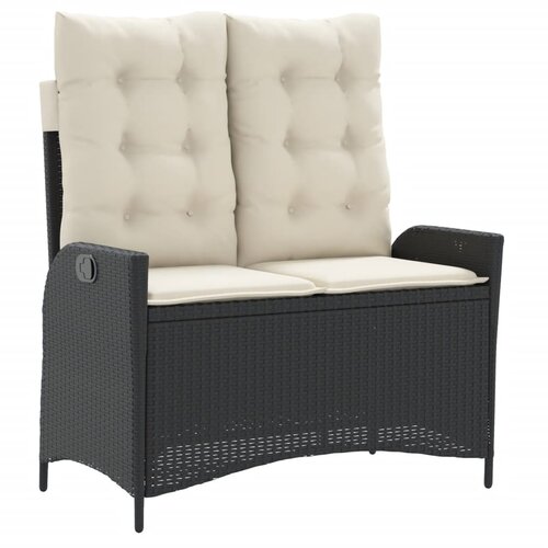  4-dijelni vrtni blagovaonski set od poliratana s jastucima crni Crna 110 cm table length Slike