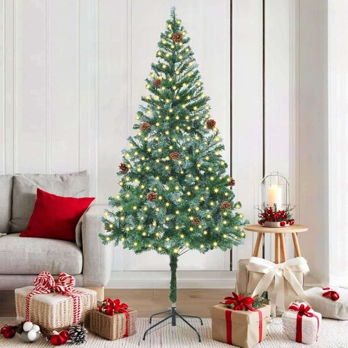 vidaXL Umestno božično drevo med 300 LED Zelena 180 cm PVC in Jeklo Cene