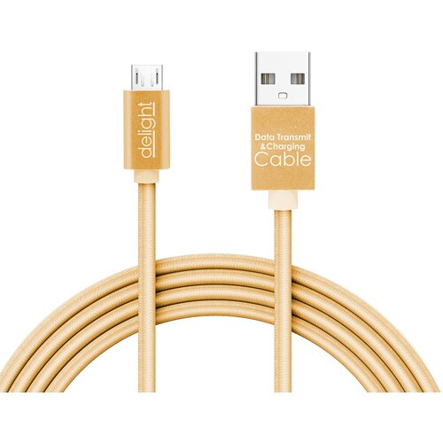 Delight podatkovni kabel - microusb - z led lučko - zlat - 1 m Slike