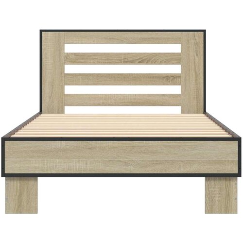  Okvir za krevet boja hrasta 75x190 cm konstruirano drvo i metal Smeđa 75 x 190 cm Slike