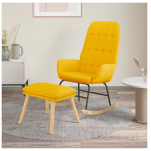 vidaXL Gugalni stol s stolckom za noge gorcicno rumeno blago