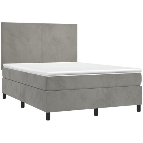  Krevet box spring s madracem LED svjetlosivi 140x200 cm bar&amp;scaron;un Slike