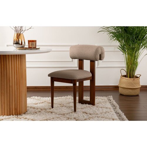 Hanah home stolica natura - walnut, sand beige walnutsand beige chair set (2 pieces) Cene