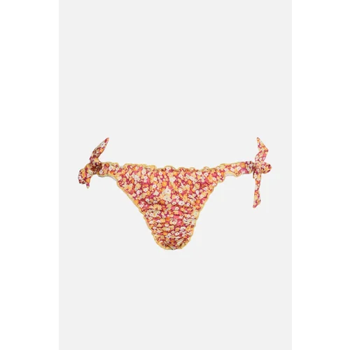 Trendyol Pink Crispy Floral Patterned Tie Detailed Bikini Bottoms