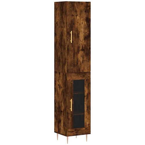  Visoka komoda dimljeni hrast 34,5x34x180cm konstruiranog drva Slike