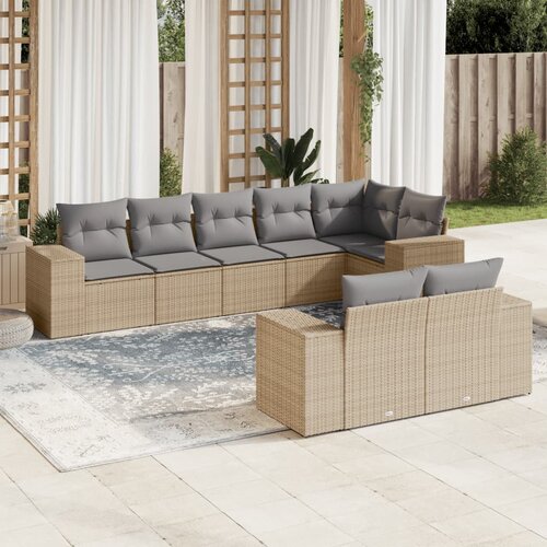 vidaXL 8-dijelni set vrtnih sofa od poliratana s jastucima bež Cijene