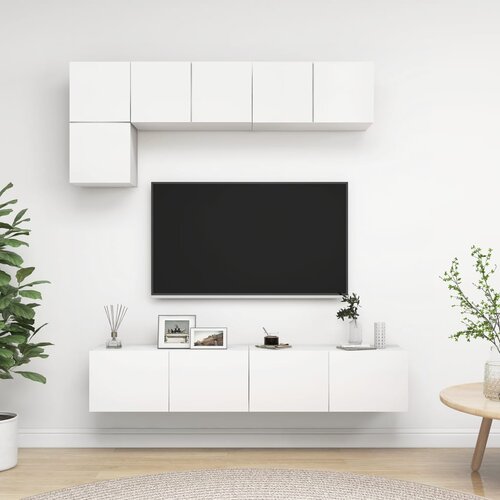 The Living Store Komplet TV omaric 5-delni bela iverna plo&amp;scaron;ča - Komplet TV Omaric, (21373880) Slike