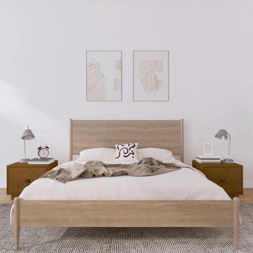 vidaXL Nočna omarica 2 kosa medeno rjava 40x34x35 cm trdna borovina Cene