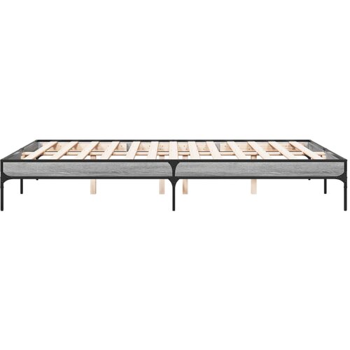  Okvir kreveta boja hrasta 160x200 cm konstruirano drvo i metal Siva 160 x 200 cm Slike