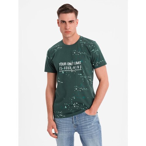 Ombre Men&amp;#039;s printed t-shirt with round neckline - green Slike