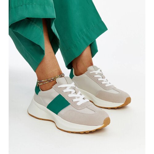 Gemre Gray-green leather Ganim sneakers Cene
