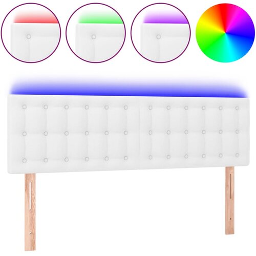 Maison Chic led posteljno vzglavje - vzglavna omarica - nočna omarica belo 144x5x78/88 cm umetno usnje, (21708956) Slike