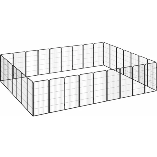  Pasja ograda z 32 paneli črna 50x100 cm prašno barvano jeklo