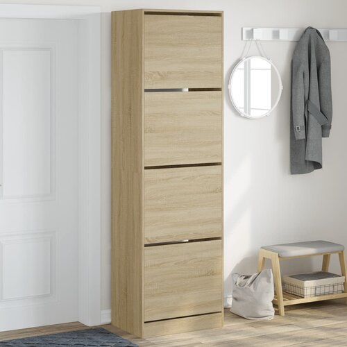  The Living Store Omarica za čevlje s 4 predali sonoma hrast 60x42x204 cm - Omara Za Čevlje, (21485525) Cene