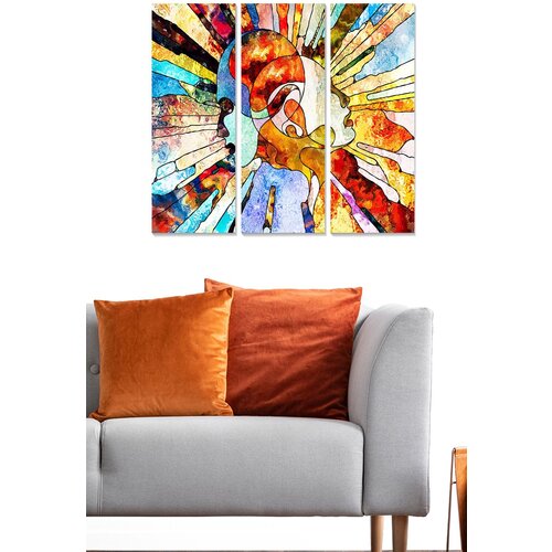 Wallity MDF1021939786 multicolor decorative mdf painting (3 pieces) Cene