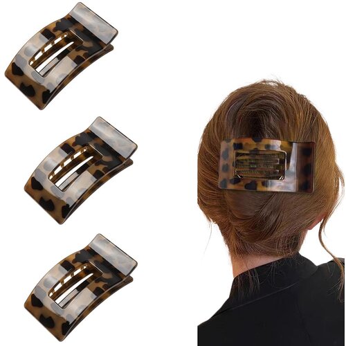 INF Retro leopard sponka za lase, kvadratna 3-pack, PC, 9.5cm x 5cm x 3cm Yellow, (5000327241) Cene