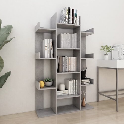 VidaXL Knjižna omara betonsko siva 86x25,5x140 cm iverna plo&amp;scaron;ča Slike