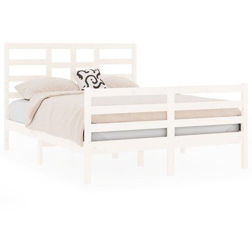 VidaXL Posteljni okvir bel iz trdnega lesa 140x190 cm, (20708193) Slike