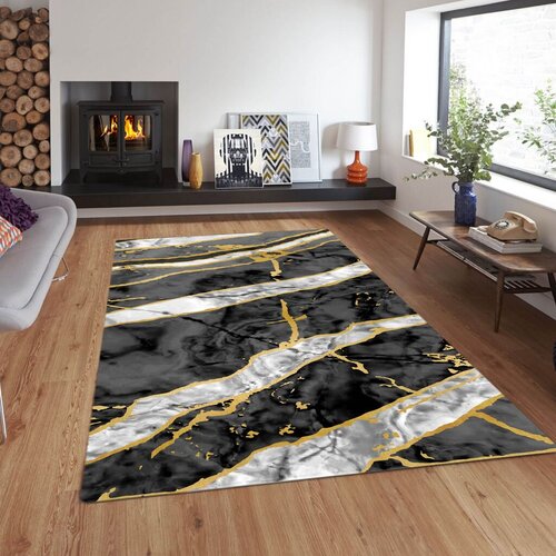 Conceptum Hypnose Tepih Cg42, Pravougaoni, 100 x 180 cm, Sivo-zlatne boje Cijene